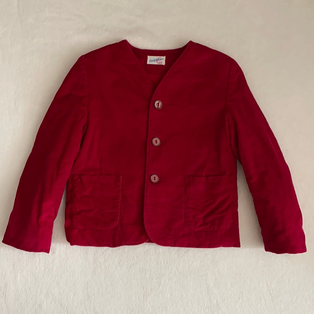 {VTG} Merry Mites | 70s Saks Fifth Avenue Holiday Cotton Corduroy Jacket Red (5)
